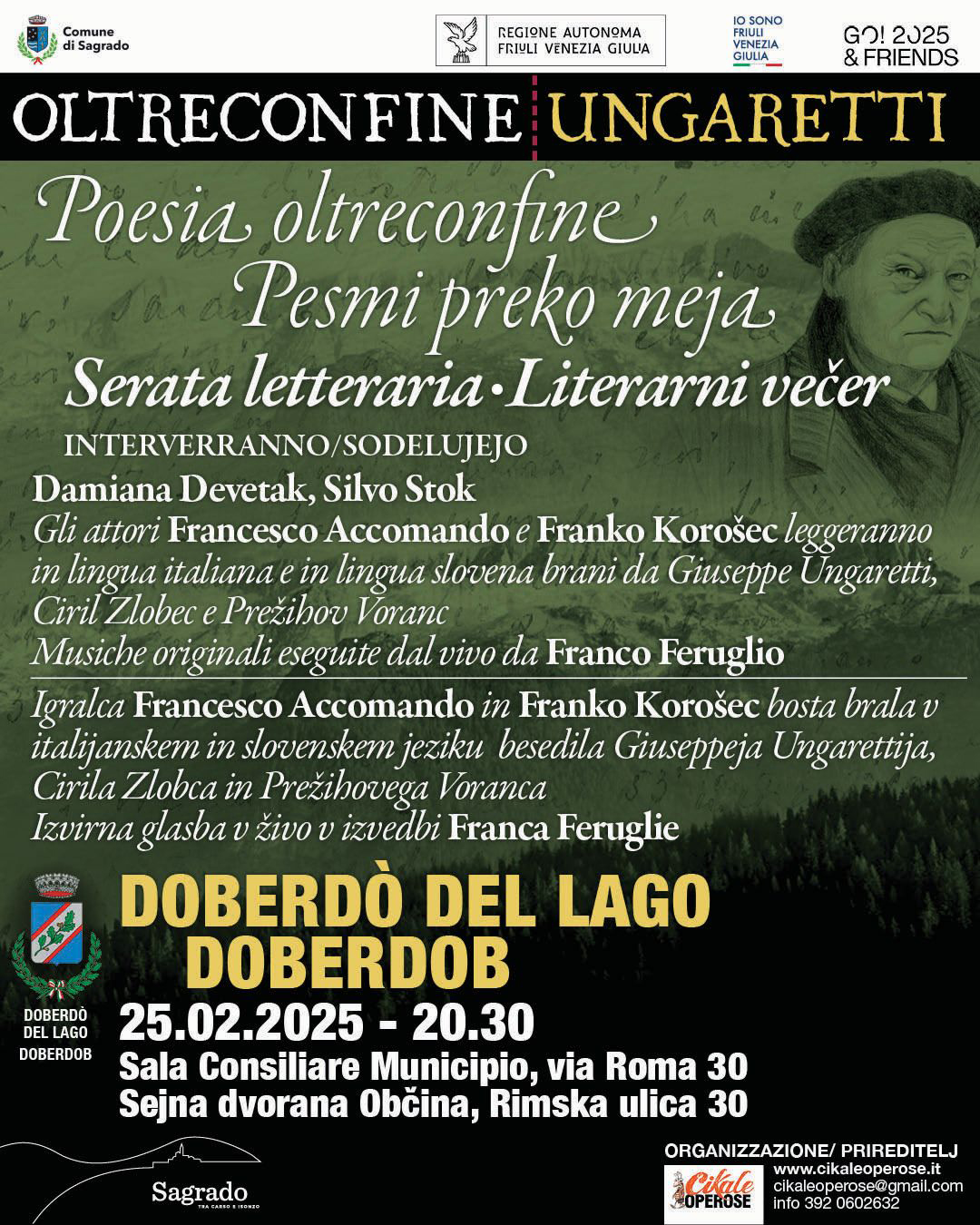 25/02 DOBERDO’ DEL LAGO – DOBERDOB Oltreconfine Ungaretti