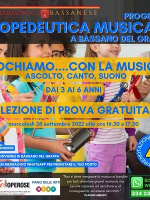 Propedeutica musicale – Lezione di prova gratuita 28 settembre a Bassano del Grappa (VI)