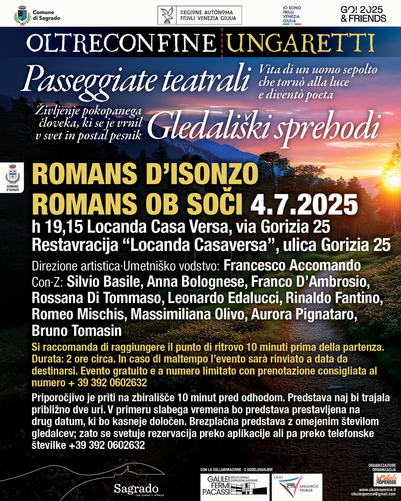 OLTRECONFINE UNGARETTI – ROMANS D’ISONZO (GO) 4 luglio 19.15